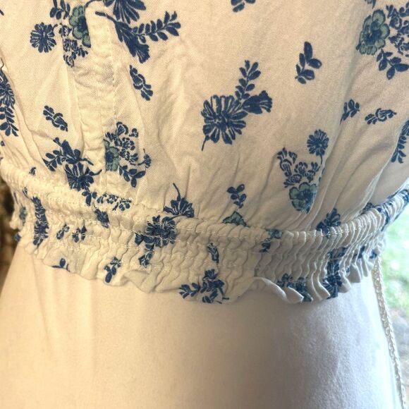 Forever 21 Womens Floral Milkmaid Cropped Top Sz S Cottage Feminine Prairie - Picture 8 of 11